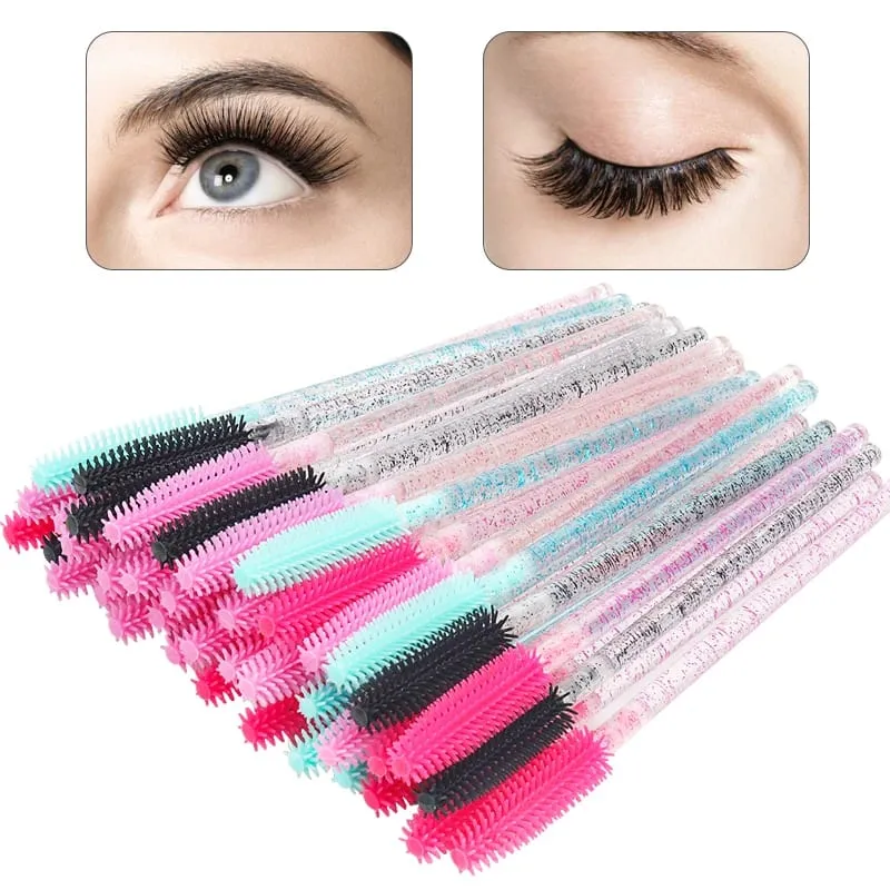 Applicateur de Mascara en cristal de Silicone, brosses à cils jetables en diamant, peigne pour femmes, outils de brosse de maquillage de beauté, 50 pièces