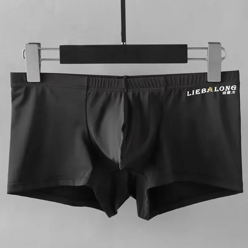 Сексуальное мужское нижнее белье, боксеры из ледяного шелка Sexi для мальчиков, мужские U-выпуклые большие сумки, дышащие выпуклые шорты, нейлоновые летние трусики, комплект