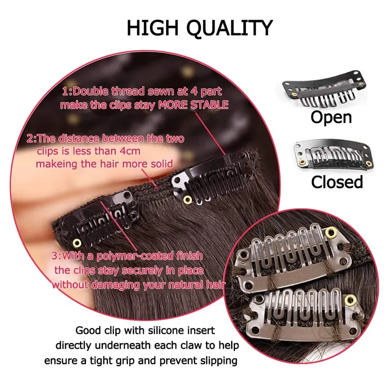 Long Wavy Hair Extensions Synthetic Clip In Hair Extensions Ombre Honey Blonde Dark Brown Thick Hairpieces 6pcs/set 20 Inch — image 4