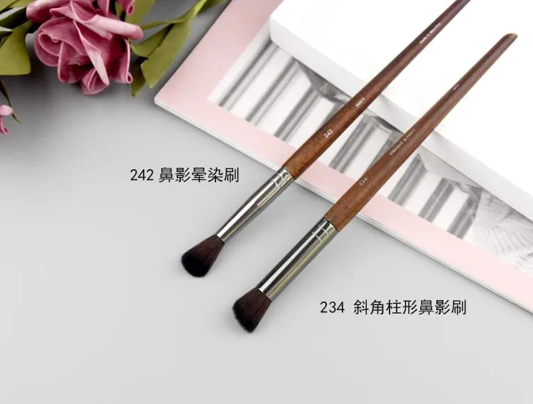 Pennelli per trucco occhi in legno naturale set completo Ombretto Pro Crease Kit per trucco sfumino evidenziatore sopracciglio Pennello per ciglia labbra pratico — image 31