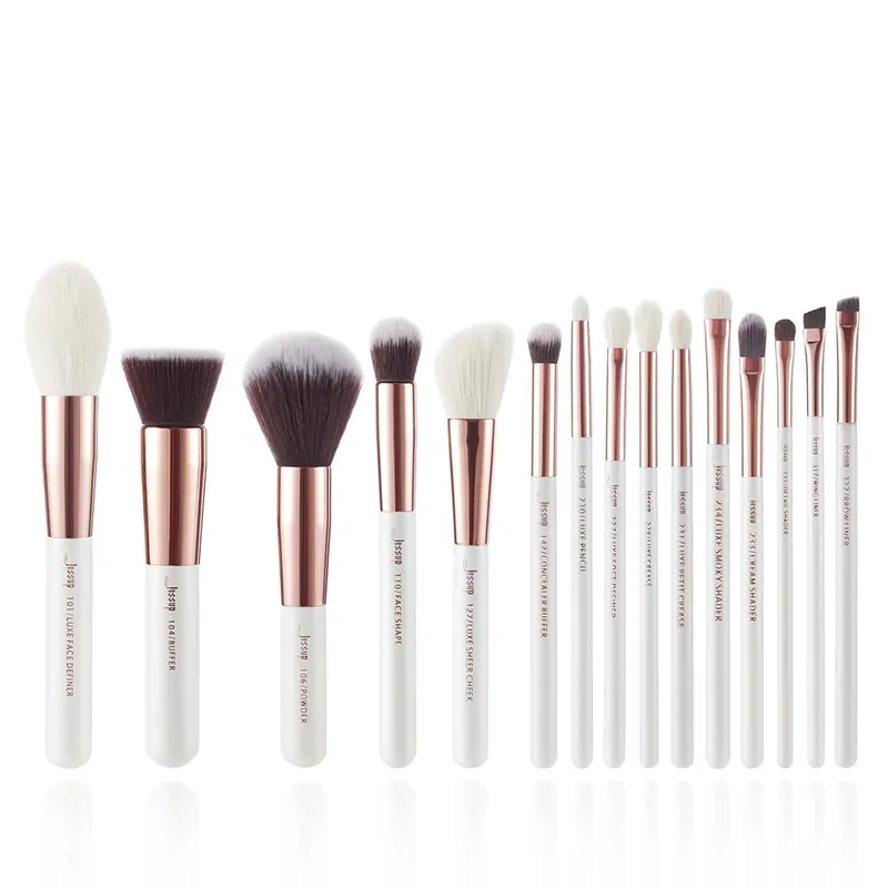 Jessup conjunto de pincéis de maquiagem profissional, 6-25 peças, pincel de maquiagem, base sintética natural, pó iluminador, branco pérola t215 — image 9
