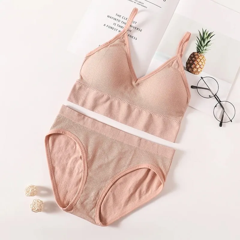 Set Seluar Dalam Bra Wanita Bra Seamless Cropped Bralette Crop Top Low Back Brassiere Lingerie Seksi Push Up Bra Set Seluar Dalam Seksi — image 13