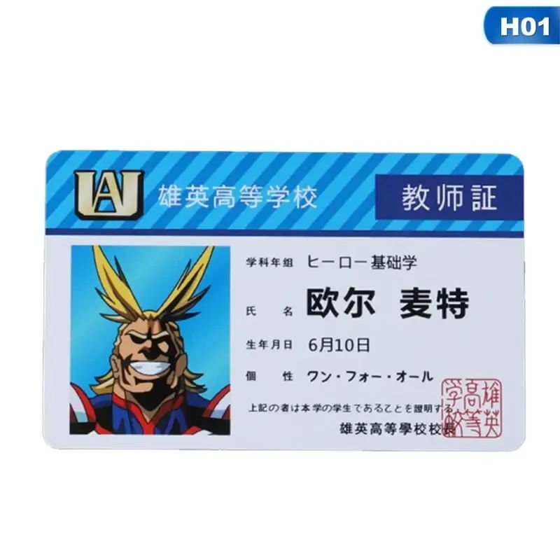 1PCS อะนิเมะอุปกรณ์ต่อพ่วง My Hero Academia PVC Student ID Card อาหารโรงเรียนการ์ด
