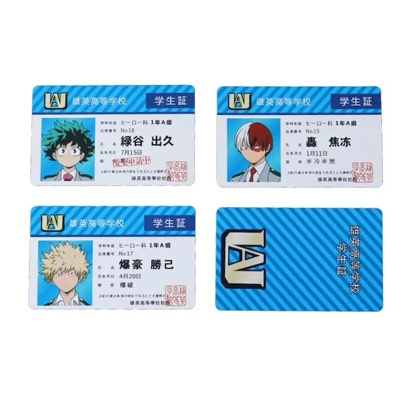 1PCS อะนิเมะอุปกรณ์ต่อพ่วง My Hero Academia PVC Student ID Card อาหารโรงเรียนการ์ด