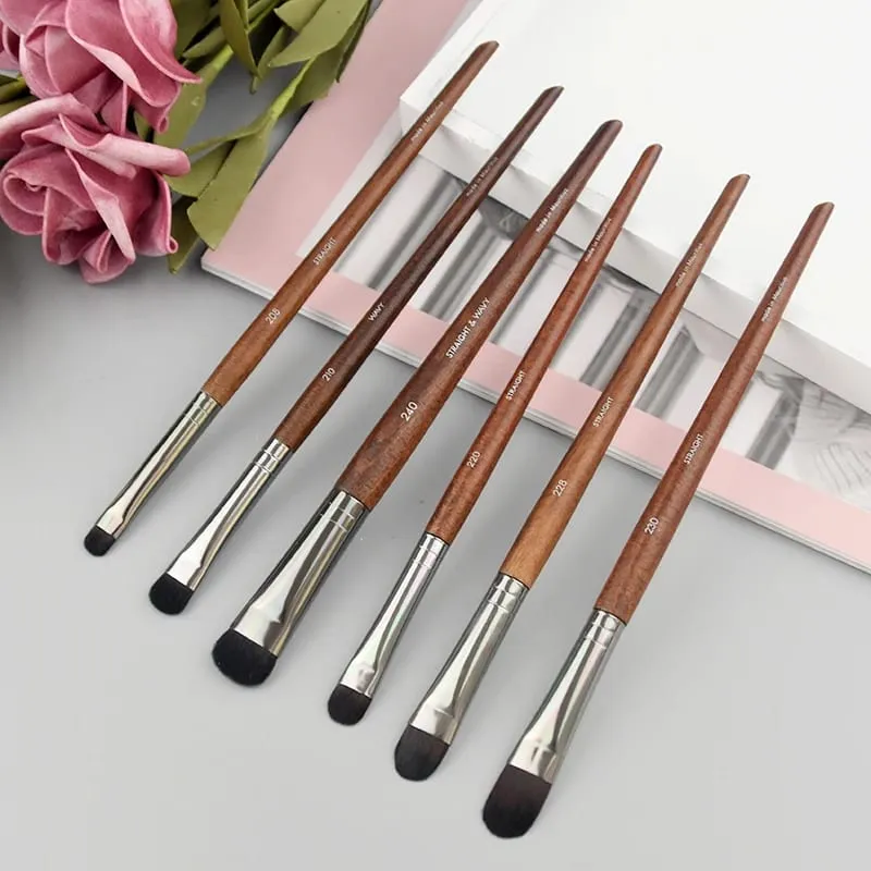 Pennelli per trucco occhi in legno naturale set completo Ombretto Pro Crease Kit per trucco sfumino evidenziatore sopracciglio Pennello per ciglia labbra pratico — image 4