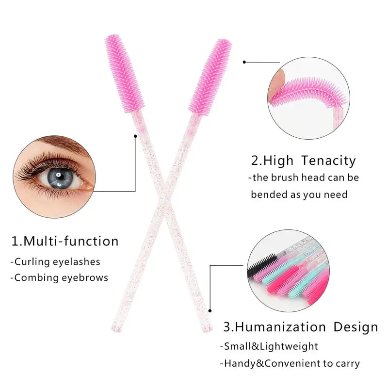 Applicateur de Mascara en cristal de Silicone, brosses à cils jetables en diamant, peigne pour femmes, outils de brosse de maquillage de beauté, 50 pièces