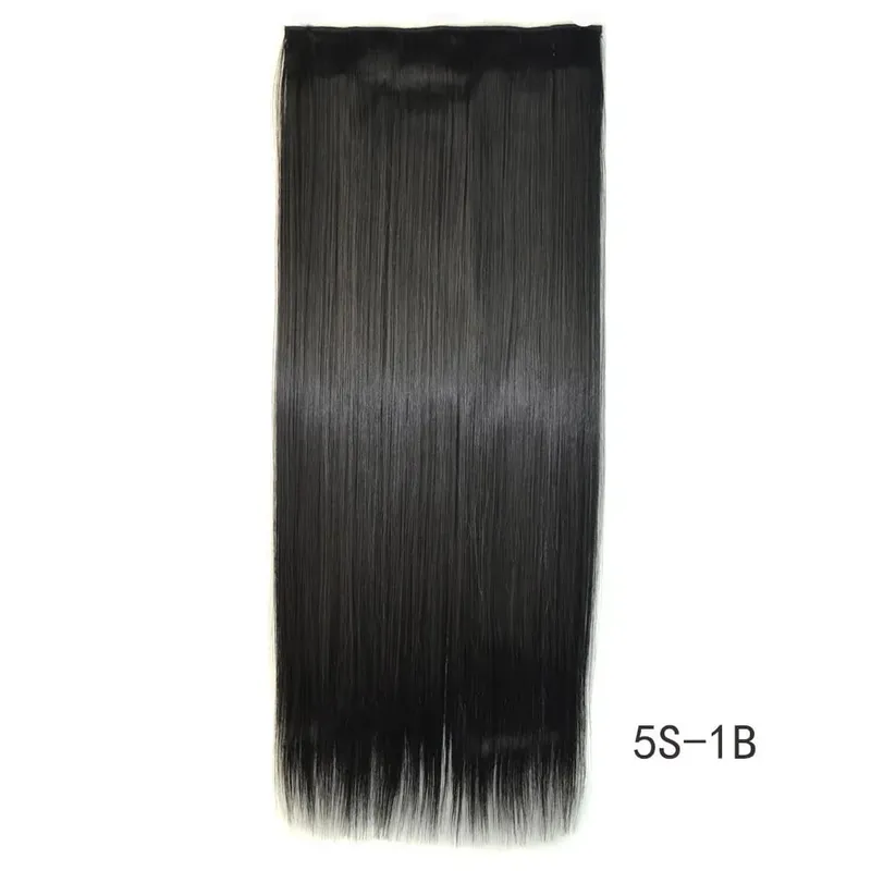 Synthetische natürliche synthetische Haarverlängerungen, 5 Clip-in-künstliche gefälschte Ombre-Blond-Braun-Schwarz-Rosa-gerade falsche Haarteile — image 9