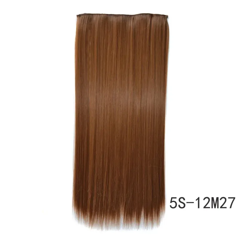 Synthetische natürliche synthetische Haarverlängerungen, 5 Clip-in-künstliche gefälschte Ombre-Blond-Braun-Schwarz-Rosa-gerade falsche Haarteile — image 23