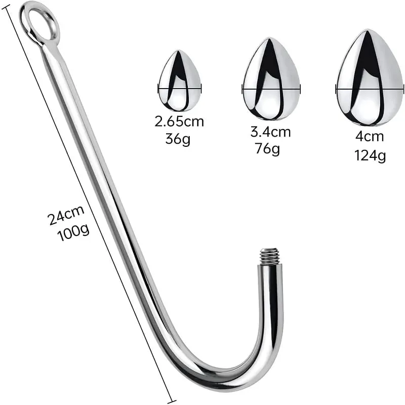 Small medium large 3 balls set metal anal hook beads head butt plug dilator prostate massager insert bdsm sex toy for male — image 6