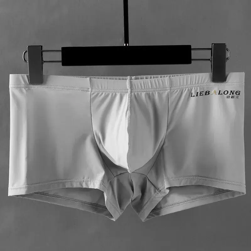 Сексуальное мужское нижнее белье, боксеры из ледяного шелка Sexi для мальчиков, мужские U-выпуклые большие сумки, дышащие выпуклые шорты, нейлоновые летние трусики, комплект — image 6