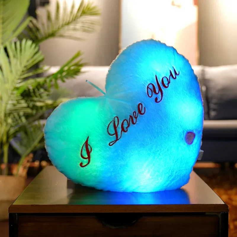 1 יחידה 35 ס"מ זוהר בצורת לב כרית קטיפה ממולאת לקשט I LOVE U צעצוע זוהר צבעוני ילדים מלווה מתנת לאוהבים — image 8