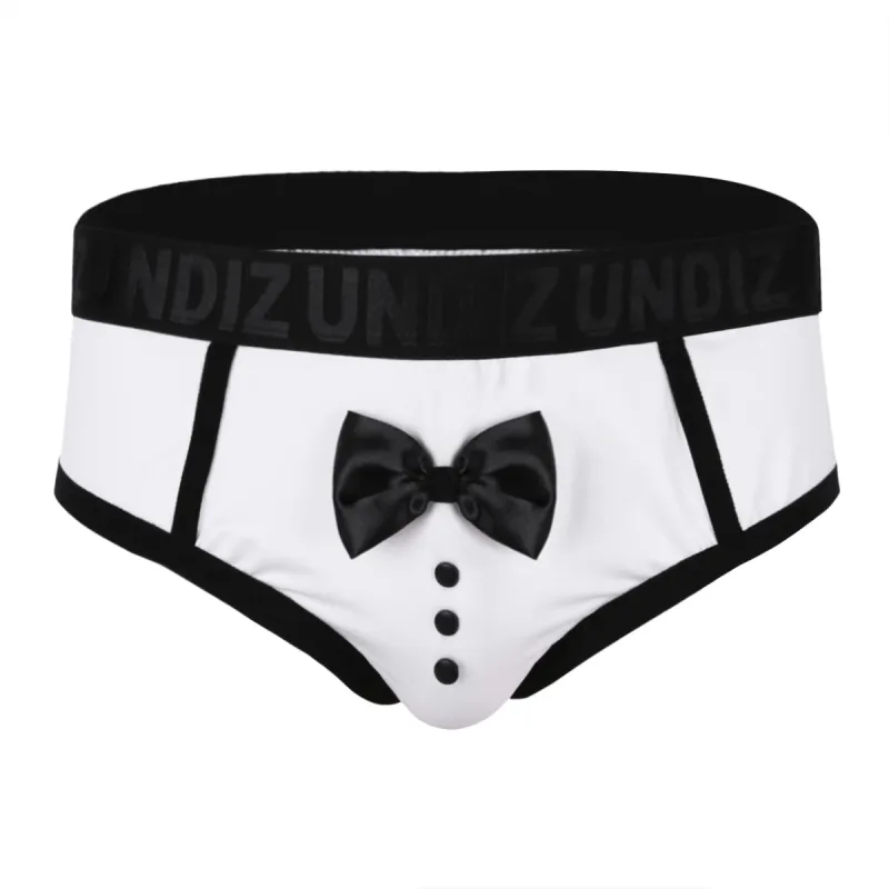 ผู้ชายน่ารัก Tuxedo Boxer กางเกงขาสั้นชุดชั้นในสีดำ Splice Cotton Bow Tie กางเกงสำหรับก่อนนอน Surprise กางเกง