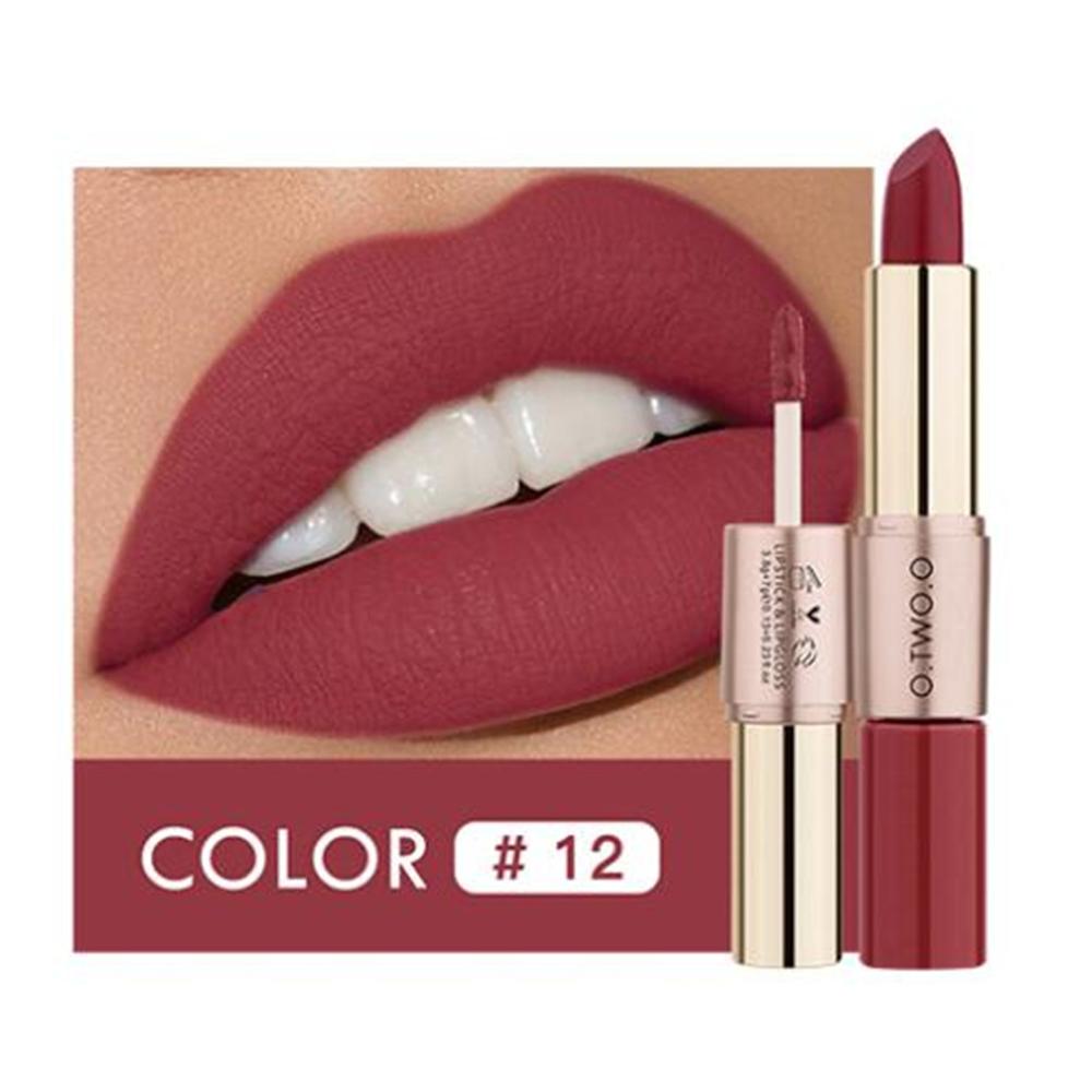 O.TWO.O 2 in 1 Matte Lipstick Lip Gloss Cosmetics Waterproof Pintalabios Batom Mate Lips Makeup Rouge 12 Colors Lip Stick — image 18