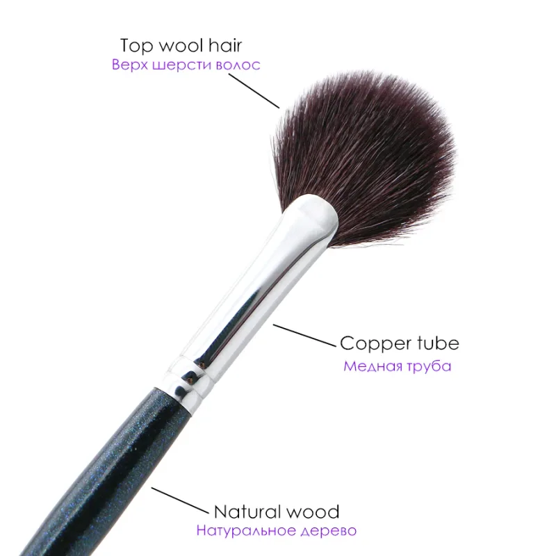 Fan surligneur brosse maquillage naturel chèvre cheveux poudre mélangeur maquillage brosses — image 5