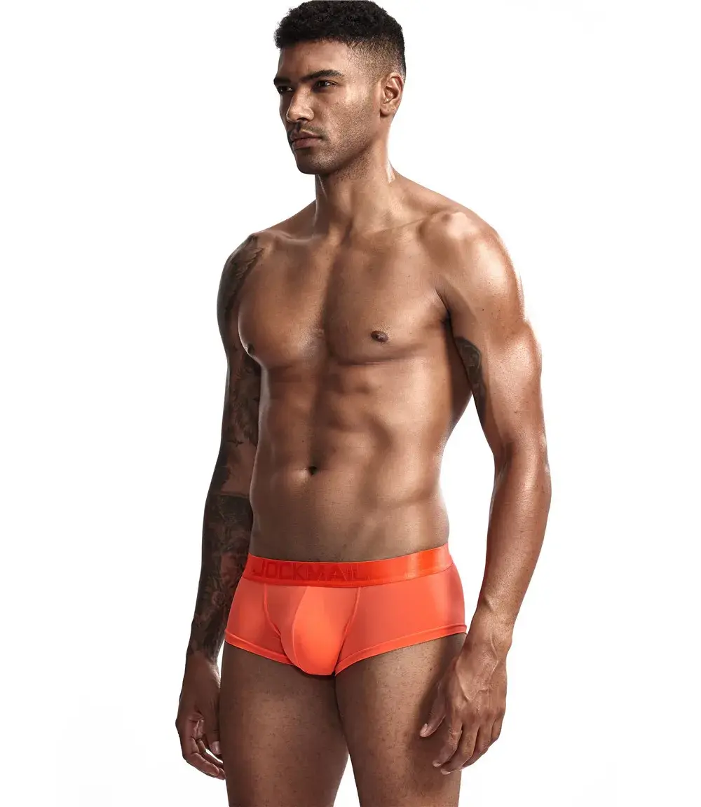 Jockmail Mens Panties Sexy Boxer Translucent Seamless Hombre Ice Silk Calcinhas New Brazilian Underwear Funny Lenceria De Hombre