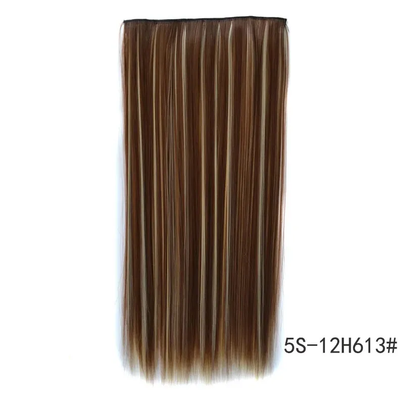 Synthetische natürliche synthetische Haarverlängerungen, 5 Clip-in-künstliche gefälschte Ombre-Blond-Braun-Schwarz-Rosa-gerade falsche Haarteile — image 22