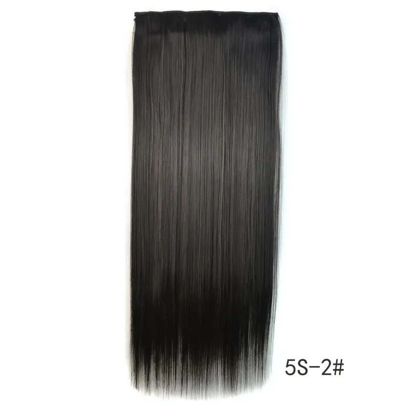 Synthetische natürliche synthetische Haarverlängerungen, 5 Clip-in-künstliche gefälschte Ombre-Blond-Braun-Schwarz-Rosa-gerade falsche Haarteile — image 10