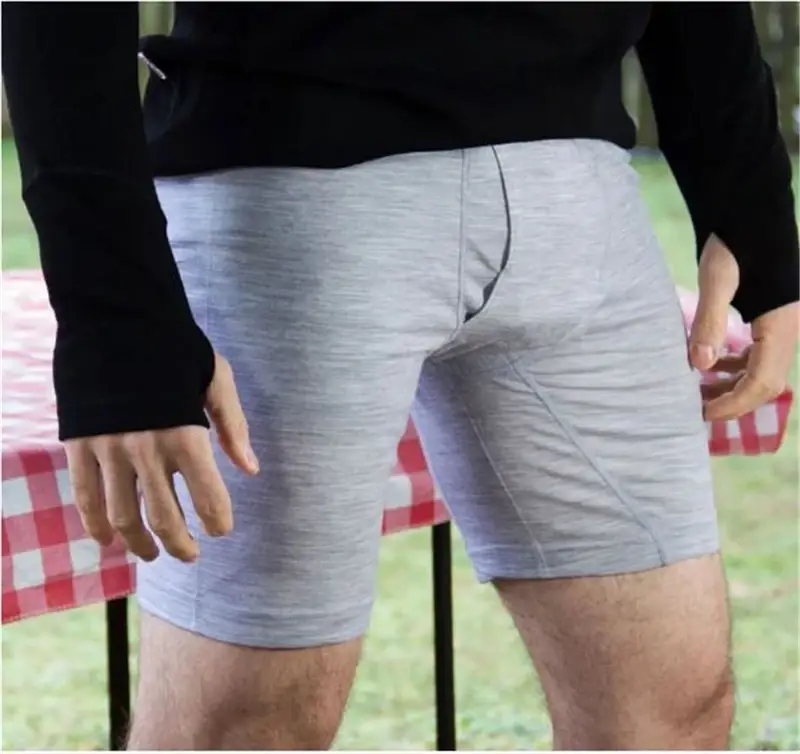 Seluar Dalam Lelaki Merino Wool Long Drop Boxer Brief 100% Bulu Merino Lapisan Asas 240G Lelaki Sukan Seluar Dalam Kecergasan Bernafas — image 9
