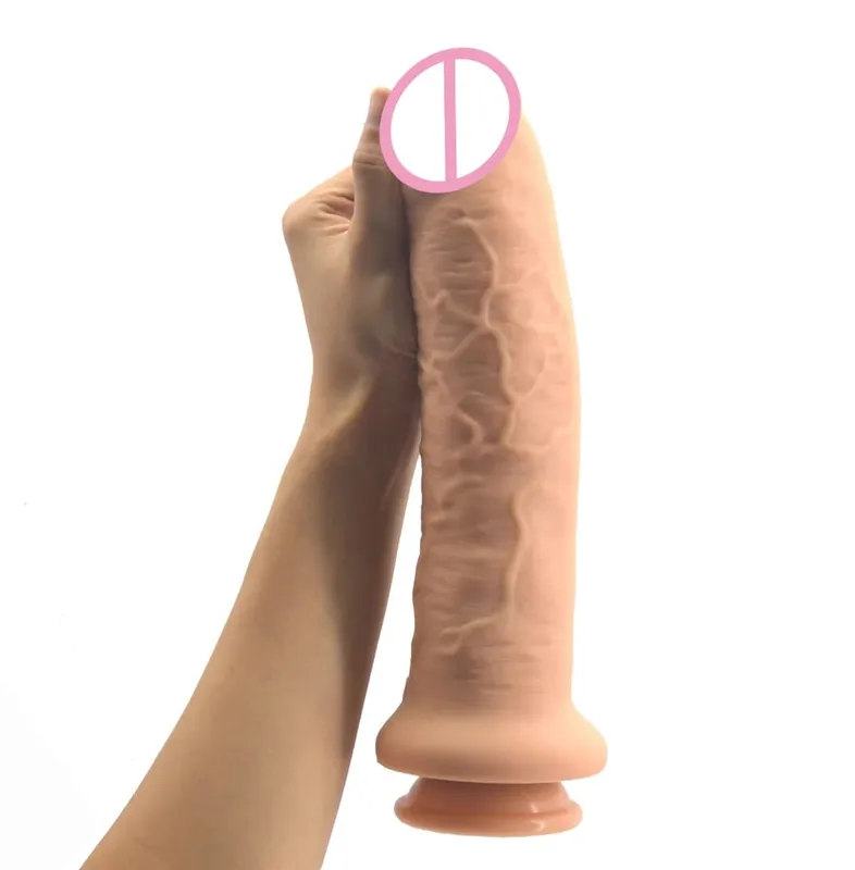 11,2" silikon jätte realistisk dildo enorm penis anal dildo stor omkrets kvinnlig masturbator sug hudfärg sexprodukter — image 2