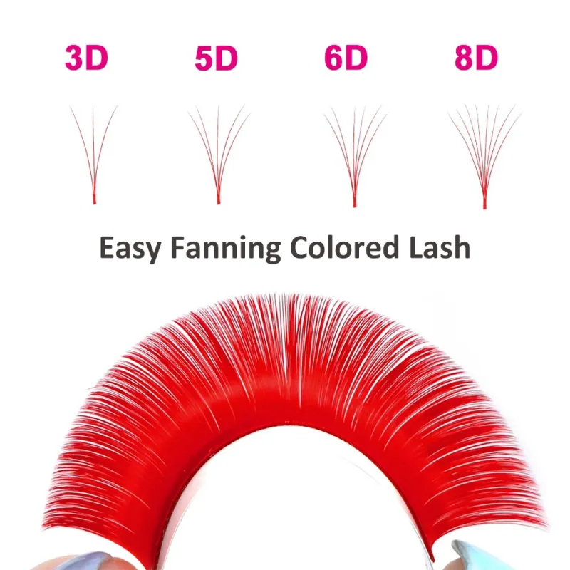 Fadvan Long 15-20mm Easy Fanning Makeup Lashes Mixed 8-14mm Colored False Eye Lashes Extensions Green/Purple/Red/Blue Color Lash — image 4