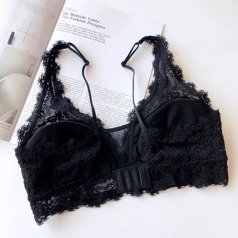 Set Pakaian Dalam Renda 2018 Wanita Bra & Set Ringkas Set Bra Seluar Dalam Seksi Telus Tanpa Wayar Pad Kapas Bra Pakaian Dalam Seluar Dalam