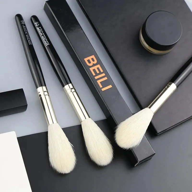 1 pcs 100% Goat hair Highlighter Black Makeup Brushes Professional Natural Pony Eyeshadow Blush Eyebrow Make up Brushes