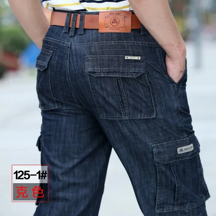 Cargo Jeans Herre Stor størrelse 29-40 42 44 Casual Jeans med flere lommer Herretøj 2023 Denim Jeansbukser til mænd