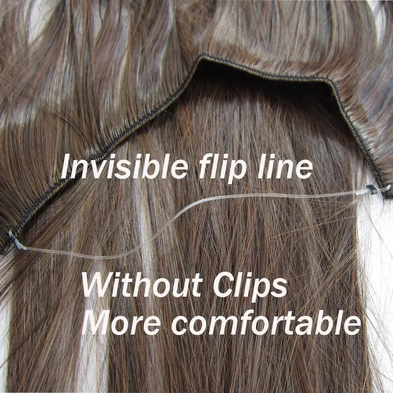 Jeedou Wavy Hair Extension Elasticity Invisible Wire Fish Line One Piece No Clips Synthetic Hairpieces Ombre Color For Ladies — image 5