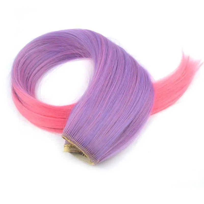 Jeedou Straight Blue Rainbow Balayage Ombre Color Clip In One Piece Hair Extension Synthetic Halloween Cosplay Hairpiece