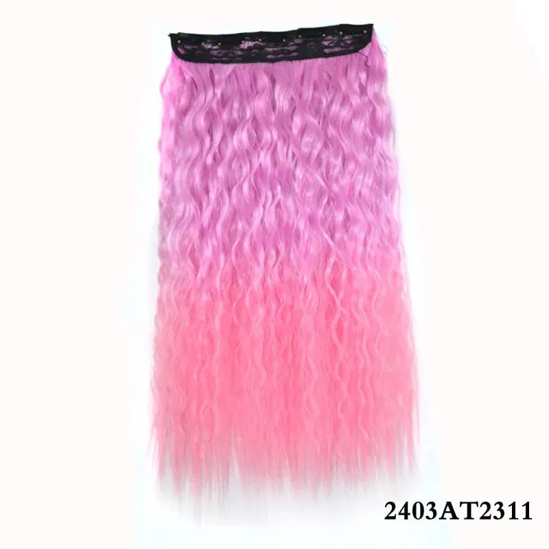 Jeedou Synthetic Clip-in One Piece Hair Extension Vibrant Gradient Kinky Curly Stylish Hairpieces for Nightclub Party Cosplay