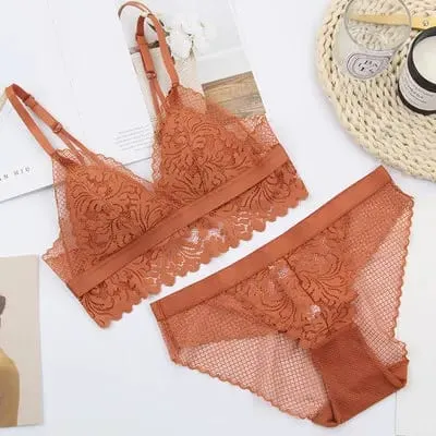 Conjunto de roupa íntima feminina sem fio, copo de algodão sem fio, copo macio, bralette triangular e calcinha transparente, lingerie — image 10