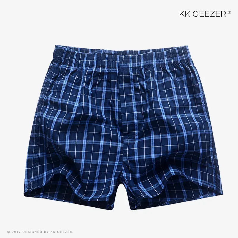 男性下着ボクサーチェック柄パンツ綿 100% ショーツ男性ストライプパンティー緩い高品質オーバーサイズ通気性ドロップシッピング