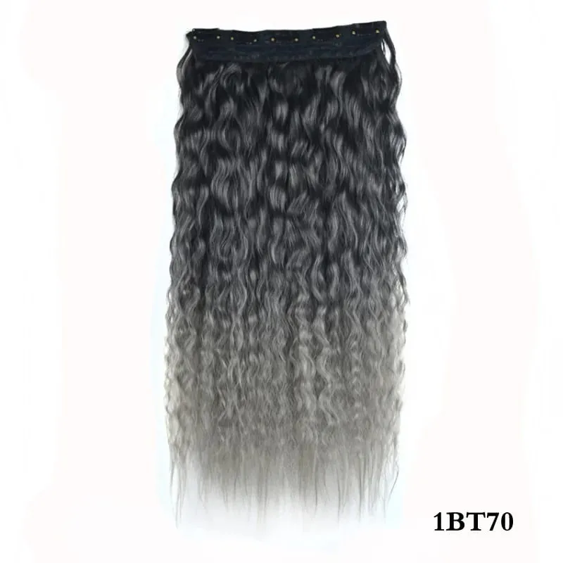 Jeedou Synthetic Clip-in One Piece Hair Extension Vibrant Gradient Kinky Curly Stylish Hairpieces for Nightclub Party Cosplay