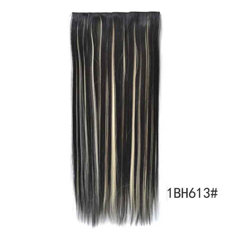 Synthetische natürliche synthetische Haarverlängerungen, 5 Clip-in-künstliche gefälschte Ombre-Blond-Braun-Schwarz-Rosa-gerade falsche Haarteile — image 8