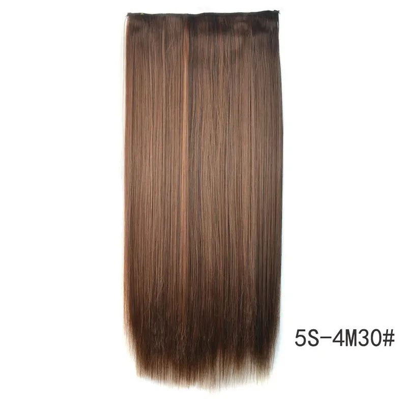Synthetische natürliche synthetische Haarverlängerungen, 5 Clip-in-künstliche gefälschte Ombre-Blond-Braun-Schwarz-Rosa-gerade falsche Haarteile — image 15