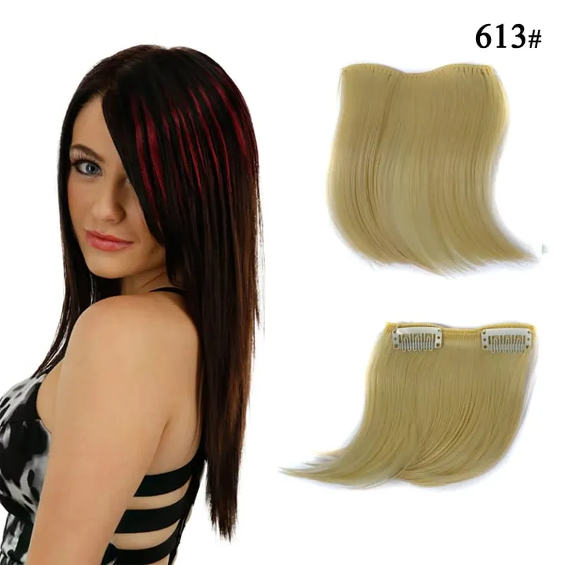 Colorful Synthetic Cosplay Hair Bangs Heat Resistant Invisible Extensions with Clips Quick Style Change Hairpieces