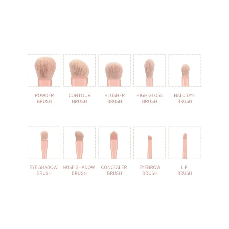 Sada štětců na make-up 10ks oranžová/růžová/modrá/zelená oční stíny štětec na make-up štětec na make-up Natural hair Foundation Powder Blusher