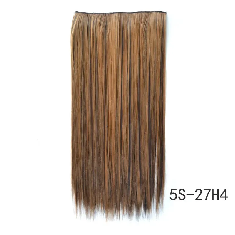 Synthetische natürliche synthetische Haarverlängerungen, 5 Clip-in-künstliche gefälschte Ombre-Blond-Braun-Schwarz-Rosa-gerade falsche Haarteile — image 31