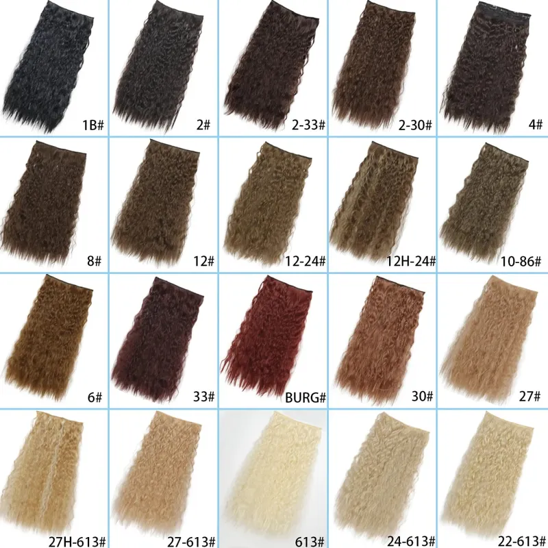 Synthetische 5 Clips lange Wasserwellen-Clip-in-Haarverlängerungen hitzebeständig 22 Zoll einteiliges schwarzbraunes Haarteil für Frauen — image 5