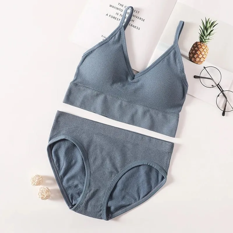Set Seluar Dalam Bra Wanita Bra Seamless Cropped Bralette Crop Top Low Back Brassiere Lingerie Seksi Push Up Bra Set Seluar Dalam Seksi — image 10