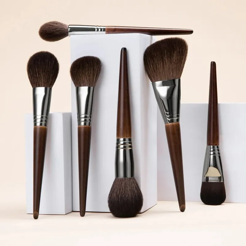 OVW Make-up-Pinsel-Set aus natürlichem Ziegenhaar, Profi-Set, zum Schminken, Mischen, Verwischen, Schattieren — image 2