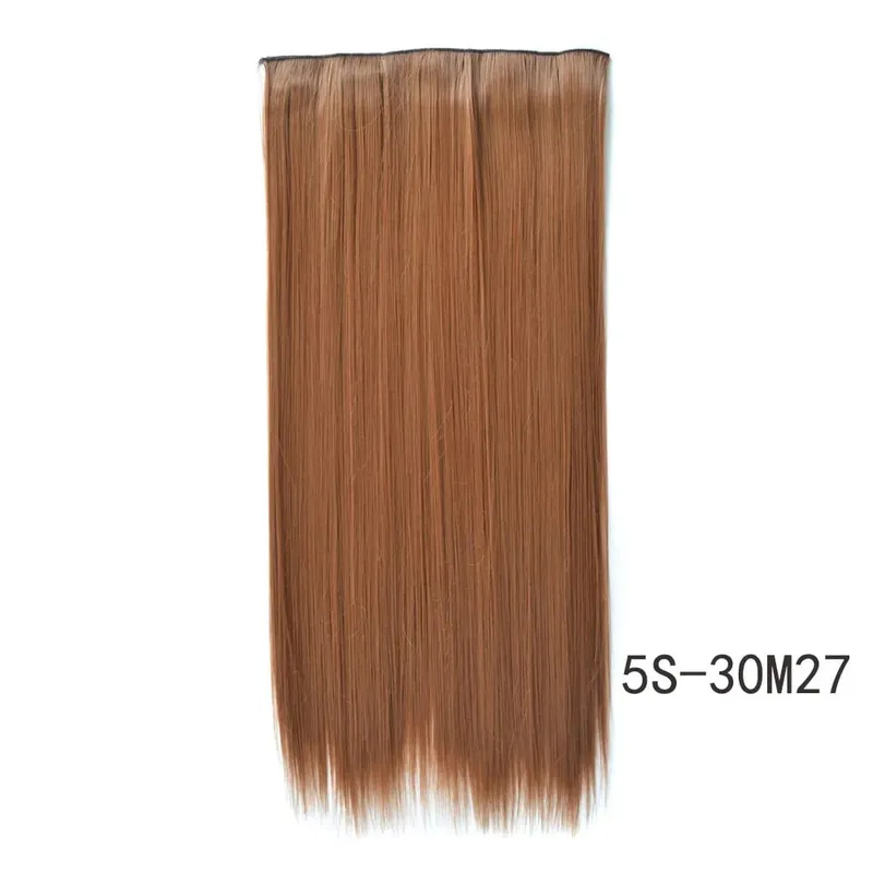 Synthetische natürliche synthetische Haarverlängerungen, 5 Clip-in-künstliche gefälschte Ombre-Blond-Braun-Schwarz-Rosa-gerade falsche Haarteile — image 34