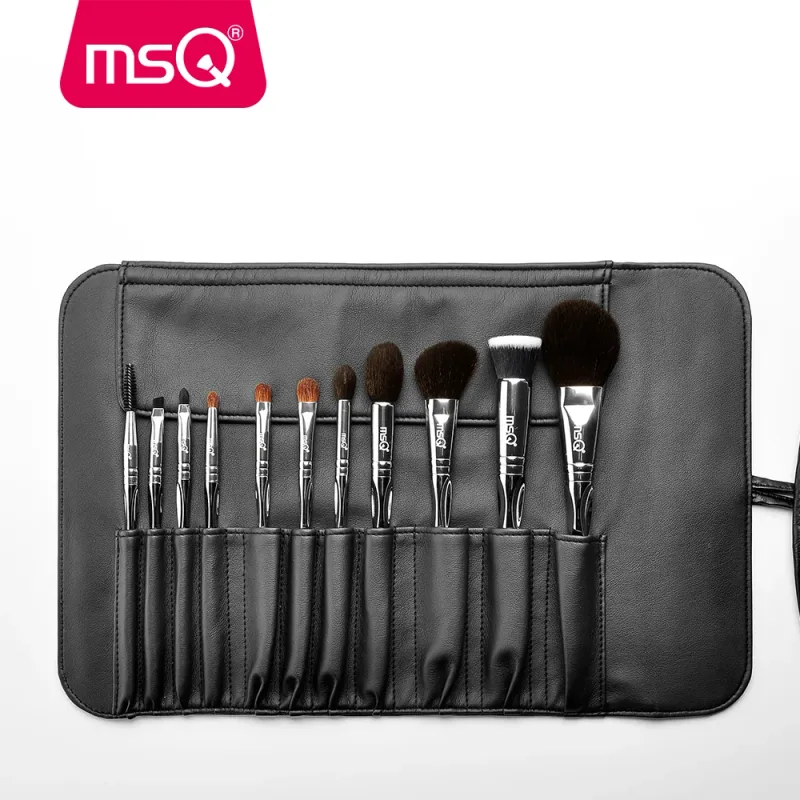 MSQ ใหม่ Professional 11 ชิ้นชุดแปรงแต่งหน้าอายแชโดว์คลาสสิก Lip Foundation แปรงแต่งหน้าแพะ/ม้าผม PVC Handle
