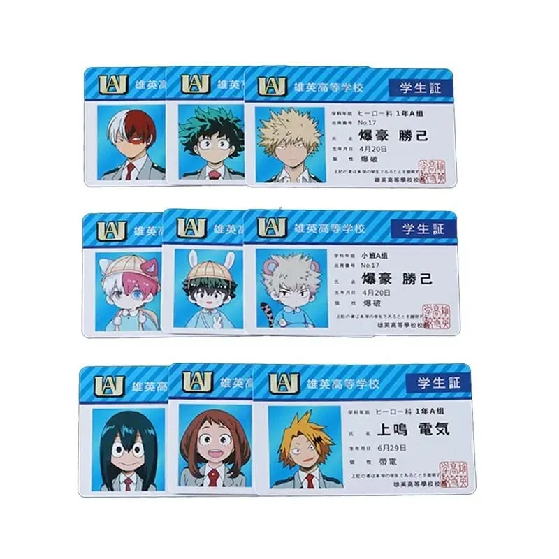 1PCS อะนิเมะอุปกรณ์ต่อพ่วง My Hero Academia PVC Student ID Card อาหารโรงเรียนการ์ด