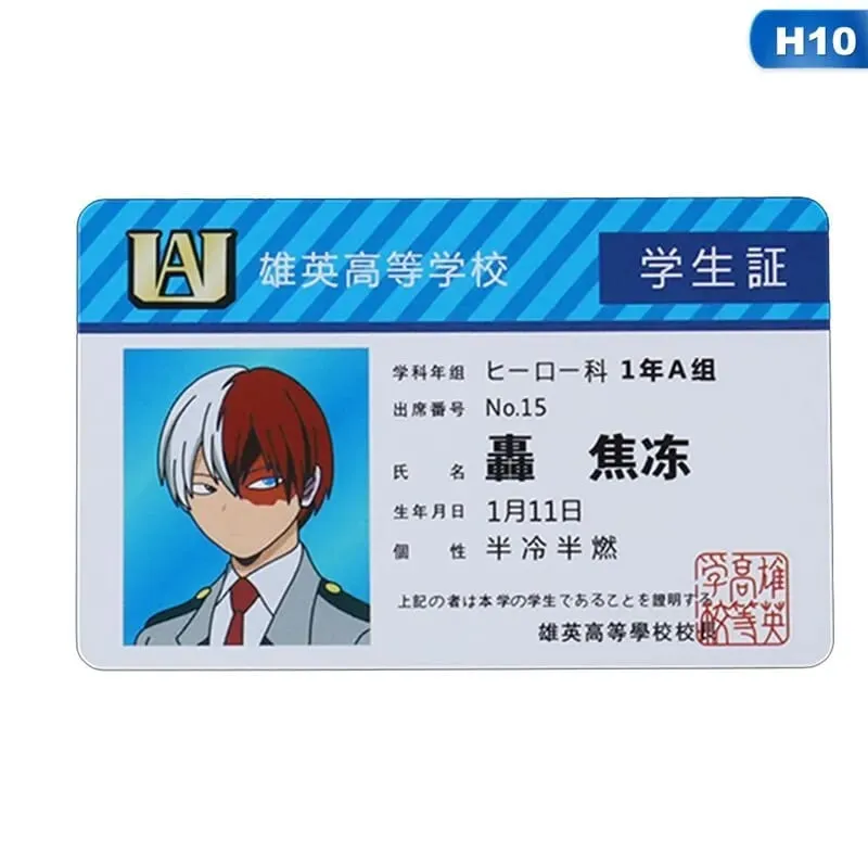 1PCS อะนิเมะอุปกรณ์ต่อพ่วง My Hero Academia PVC Student ID Card อาหารโรงเรียนการ์ด