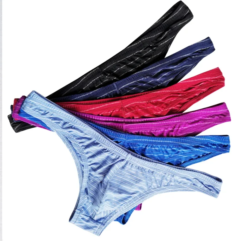 5 Men Sexy Briefs Stripe Bikini Breathable Soft Underwear Cucea Underpants Man Comfortable Gay Pants Cueca Male Panties C903-1 — image 20