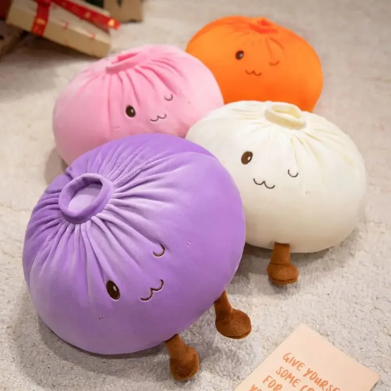 Super Soft Plush Material Steamed Bun Plush Pillow Fluffy Comfortable PP Cotton Filled Dumpling Plush Toy Stress Relief