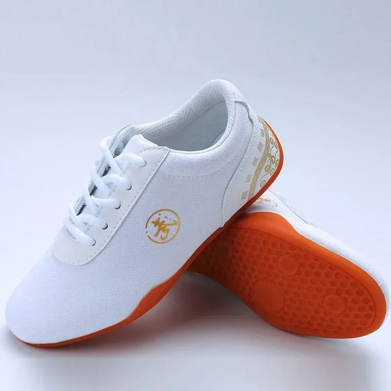 Men Women Sport Martial Arts Kung Fu Shoes Lace Up Man Canvas Tai Chi Sneakers White Black Blue Ladies Wushu Sneakers Rubber — image 5