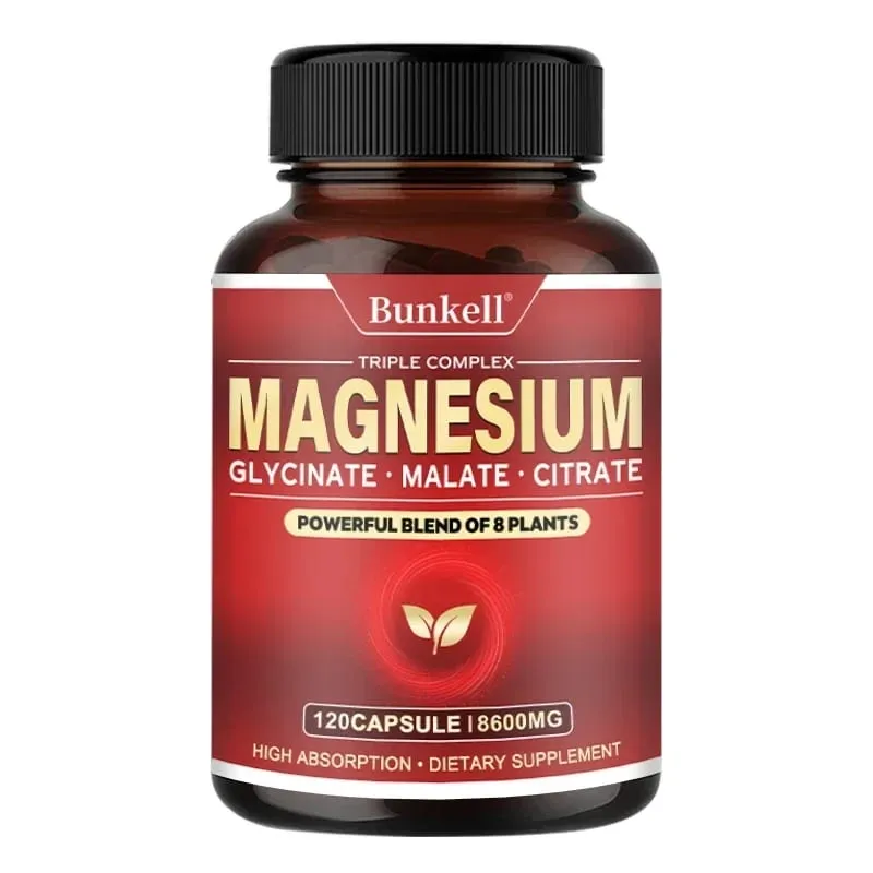 Magnesiumglycinatmalatcitrat med hög absorption 100 % kelaterad icke-GMO Vegetarisk glutenfri 8 600 mg 120 kapslar — image 8