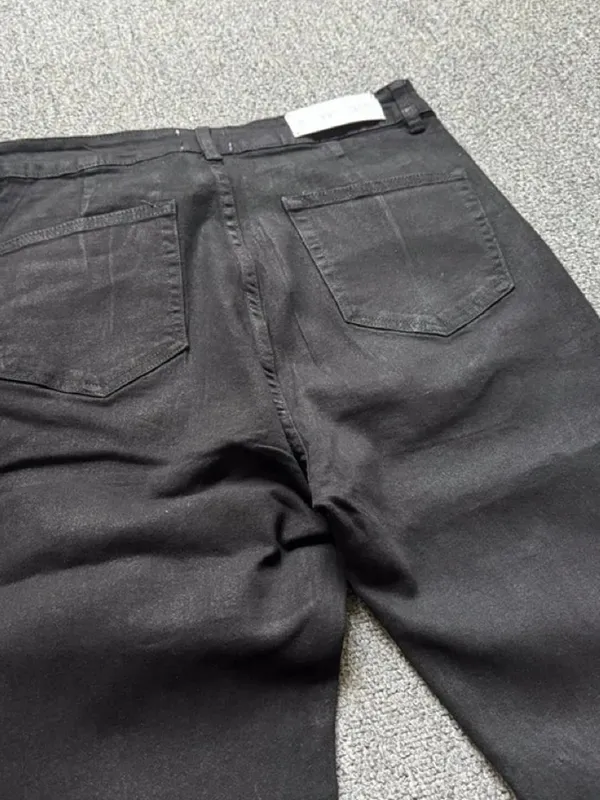 Retro Dark American High Street Handmade Brush Wax Coating Washed Floor Micro Flared Jeans Men Trendy mid Waist Loose Fit Jeans — image 4